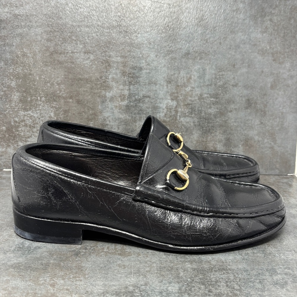 Gucci Black Leather Slip-On Loafers 9 1/2 D